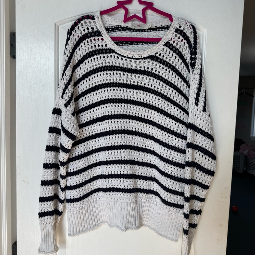 Vineyard Vines Navy and White Striped Sweater EUC - Picture 4 of 6